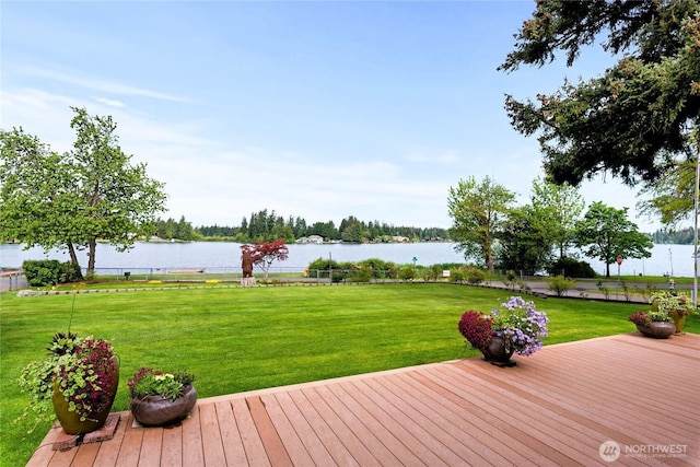 16801 Lakeside Dr S, Spanaway, WA 98387 - deck with a water view and a yard