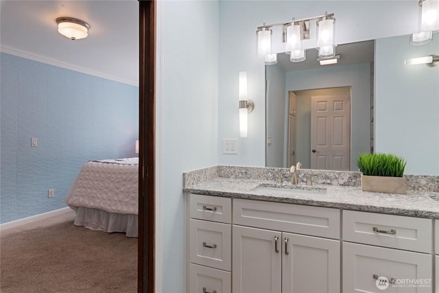 16801 Lakeside Dr S, Spanaway, WA 98387 - ensuite bathroom featuring vanity and crown molding