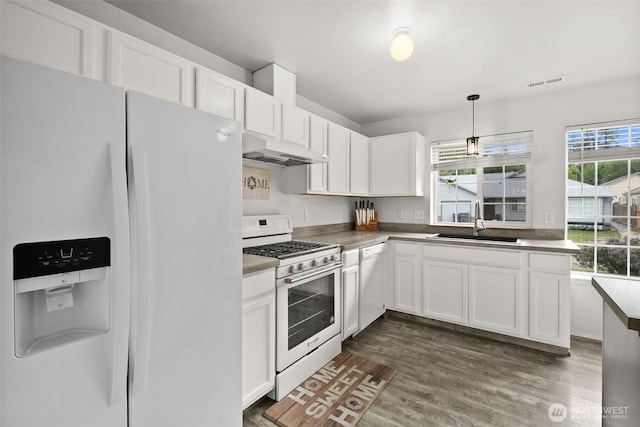 515 Forest Park St, Port Orchard, WA 98366 - kitchen featuring white appliances, under cabinet range hood, a sink, and healthy amount of natural light