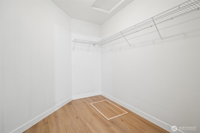 6623 NW Northridge Ln, Bremerton, WA 98312 - walk in closet featuring wood finished floors and attic access