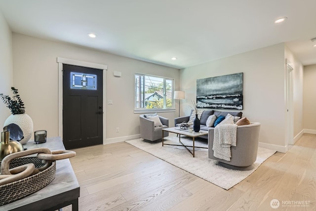 524 27th Ave, Seattle, WA 98122 - living room with light wood finished floors, baseboards, and recessed lighting