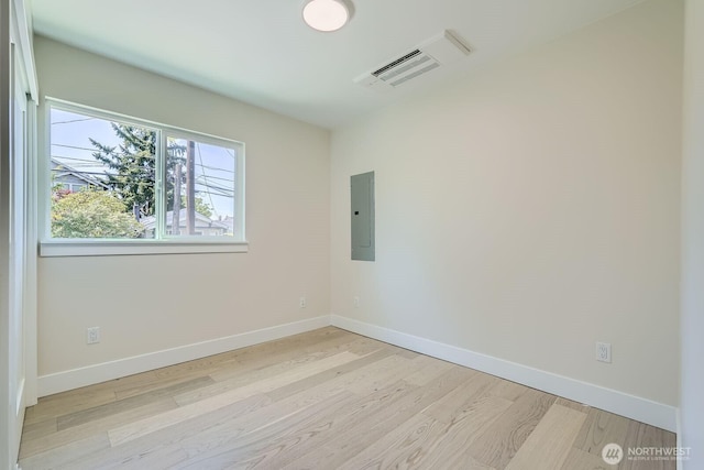524 27th Ave, Seattle, WA 98122 - unfurnished room with electric panel, light wood-style flooring, and baseboards