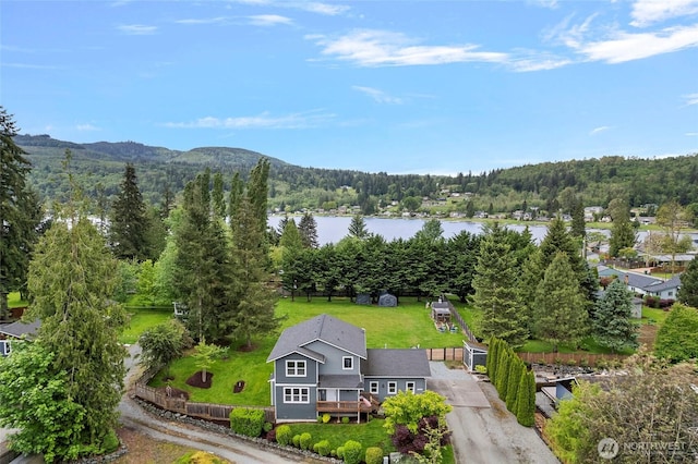 23588 Cooma Pl, Mount Vernon, WA 98274 - view from above of property featuring a water and mountain view and a forest