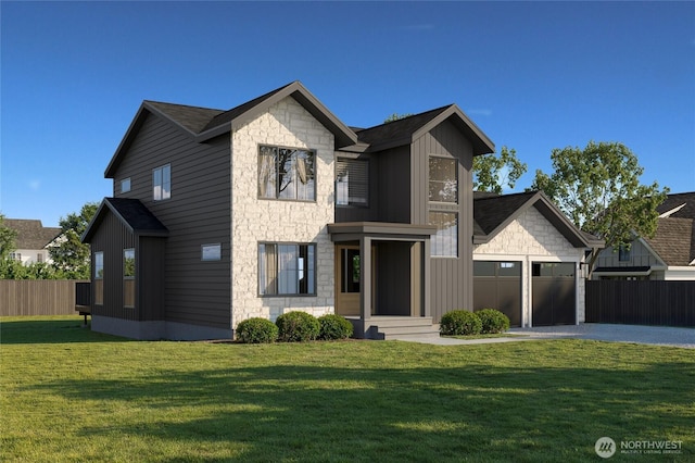 1301 Leighton St, Blaine, WA 98230 - modern inspired farmhouse featuring stone siding, driveway, a garage, and board and batten siding
