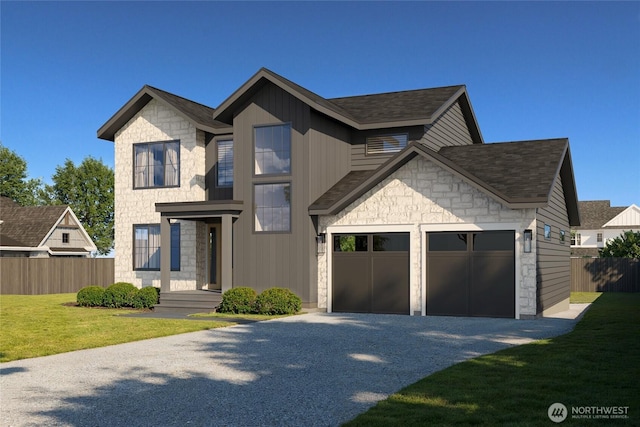 1301 Leighton St, Blaine, WA 98230 - view of front of house featuring stone siding, driveway, an attached garage, and a shingled roof