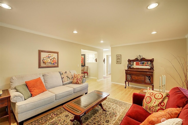 614 NW 126th Pl, Seattle, WA 98177 - living area featuring light wood-style floors, recessed lighting, and crown molding