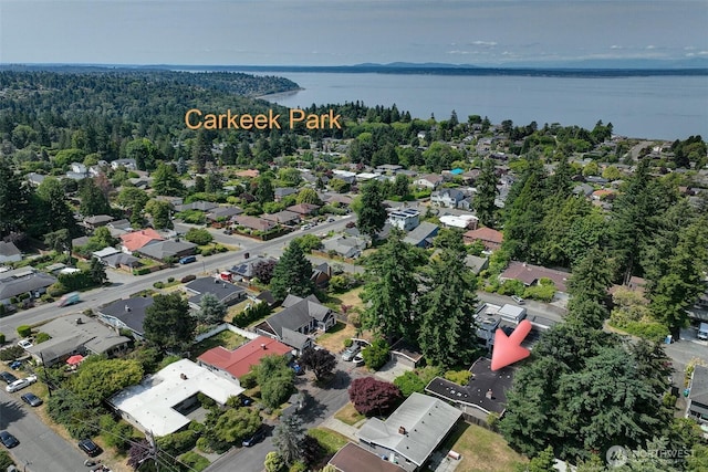 614 NW 126th Pl, Seattle, WA 98177 - aerial view of property's location featuring a large body of water and nearby suburban area