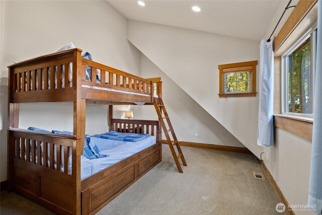 950 Coal Mine Way, Cle Elum, WA 98922 - bedroom with lofted ceiling, carpet flooring, baseboards, and recessed lighting