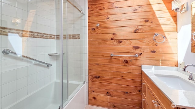 152 Richwood Ln, Lopez Island, WA 98261 - bathroom with vanity and bath / shower combo with glass door