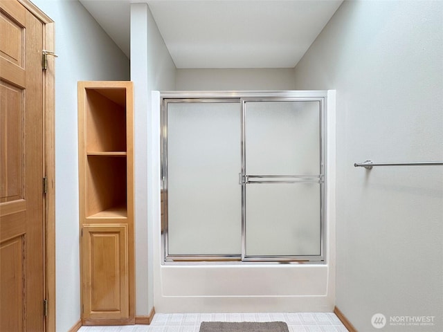 22 E Bedinger Rd, Sequim, WA 98382 - bathroom featuring enclosed tub / shower combo and baseboards
