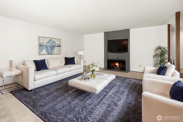 14318 117th Pl NE, Kirkland, WA 98034 - living room featuring carpet and a fireplace