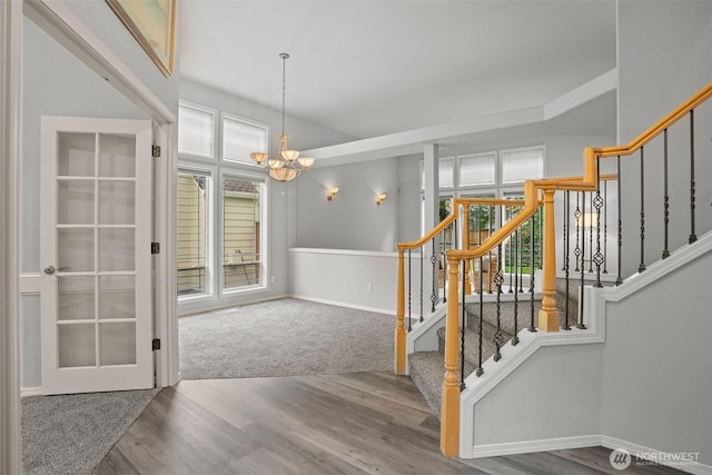 2804 177th, Vancouver, WA 98682 - foyer featuring a chandelier, wood finished floors, baseboards, and stairway