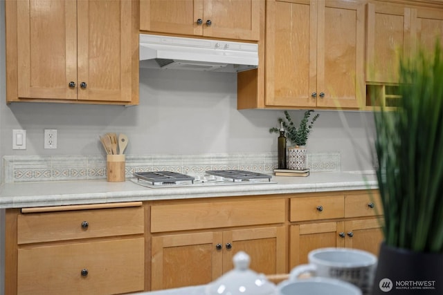2804 177th, Vancouver, WA 98682 - kitchen featuring under cabinet range hood, white gas stovetop, and light countertops