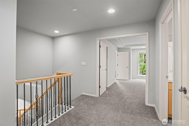 2804 177th, Vancouver, WA 98682 - hall featuring an upstairs landing, carpet flooring, recessed lighting, and baseboards