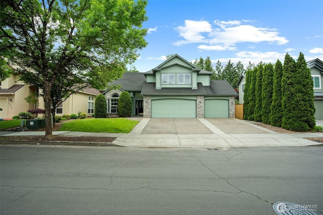 2804 177th, Vancouver, WA 98682 - view of front of property with concrete driveway, an attached garage, brick siding, and a front lawn