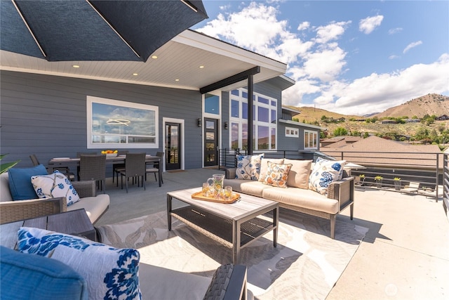 1425 Appleridge St, Wenatchee, WA 98801 - view of patio with a mountain view, an outdoor living space, and outdoor dining area