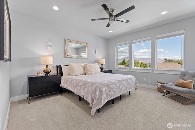 1425 Appleridge St, Wenatchee, WA 98801 - bedroom with baseboards, carpet floors, recessed lighting, and ceiling fan