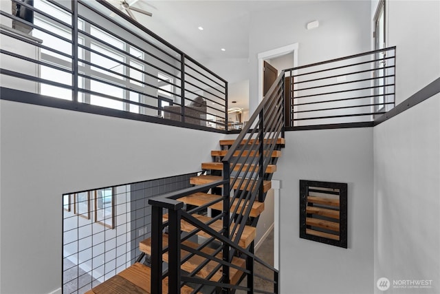 1425 Appleridge St, Wenatchee, WA 98801 - stairs with a towering ceiling and healthy amount of natural light