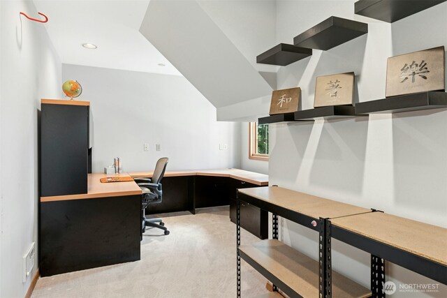 1805 179th Pl NE, Bellevue, WA 98008 - office space with light colored carpet, built in desk, and recessed lighting