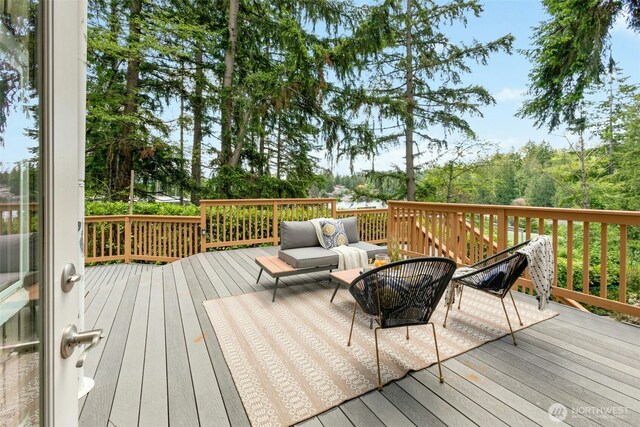 1805 179th Pl NE, Bellevue, WA 98008 - wooden terrace featuring an outdoor living space