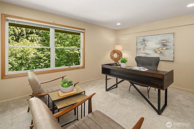 1211 6th Pl S, Edmonds, WA 98020 - home office with baseboards, light carpet, and recessed lighting