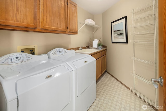 1211 6th Pl S, Edmonds, WA 98020 - washroom featuring light floors, cabinet space, and washing machine and clothes dryer