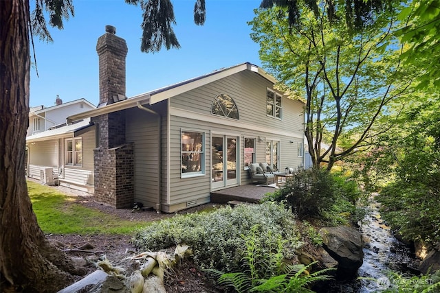 1211 6th Pl S, Edmonds, WA 98020 - rear view of property with a chimney and french doors