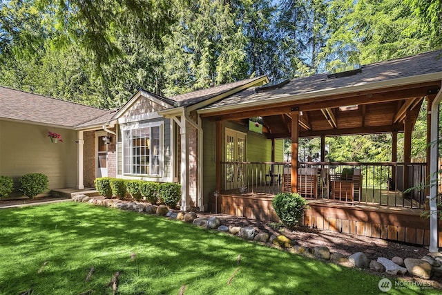 23018 NE 25th Way, Sammamish, WA 98074 - view of grassy yard with a wooden deck