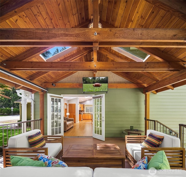 23018 NE 25th Way, Sammamish, WA 98074 - wooden terrace with an outdoor living space and french doors