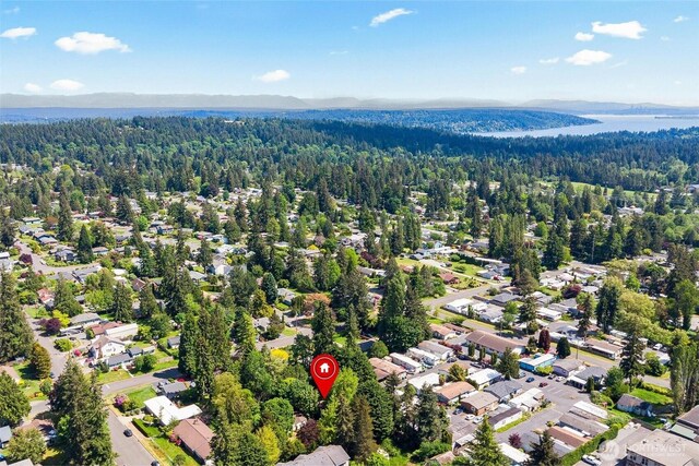 5410 240th St SW, Mountlake Terrace, WA 98043 - aerial view of residential area featuring a forest and a water and mountain view