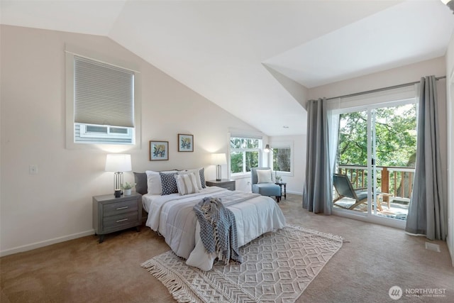 1126 24th Ave, Seattle, WA 98122 - bedroom featuring vaulted ceiling, carpet, access to exterior, and baseboards