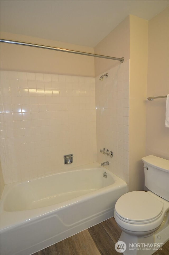 18215 108th Ave NE, Bothell, WA 98011 - bathroom featuring toilet, wood finished floors, and shower / washtub combination