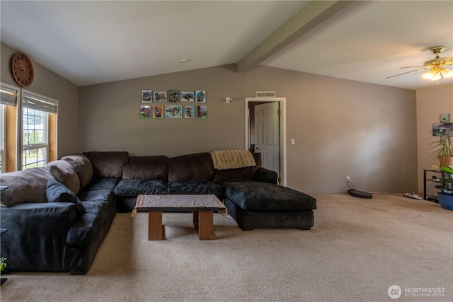 1822 W Devanny Ln, Port Angeles, WA 98363 - carpeted living room featuring a ceiling fan
