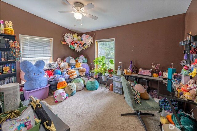 1822 W Devanny Ln, Port Angeles, WA 98363 - carpeted dining area featuring a ceiling fan