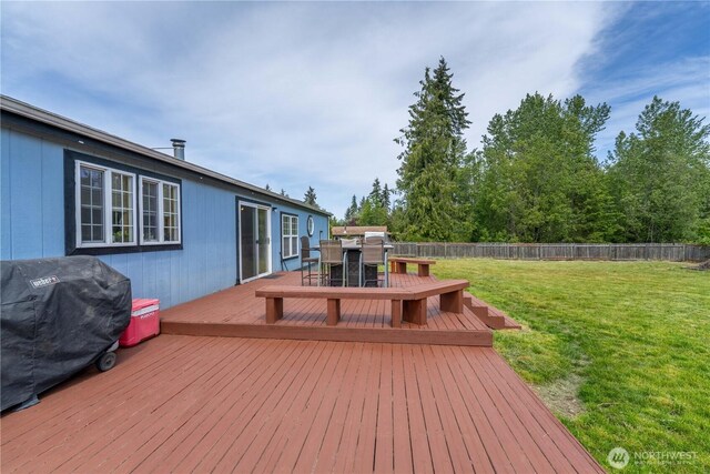1822 W Devanny Ln, Port Angeles, WA 98363 - wooden terrace with outdoor dining area and grilling area