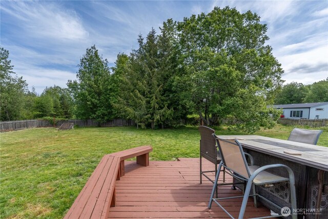 1822 W Devanny Ln, Port Angeles, WA 98363 - wooden terrace with view of wooded area
