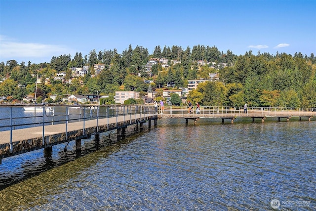 12044 96th Ave NE Unit 221, Kirkland, WA 98034 - dock area with a water view and view of wooded area