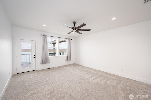 7328 Stonecrest Rd NE, Moses Lake, WA 98837 - unfurnished room with baseboards, carpet, ceiling fan, and recessed lighting