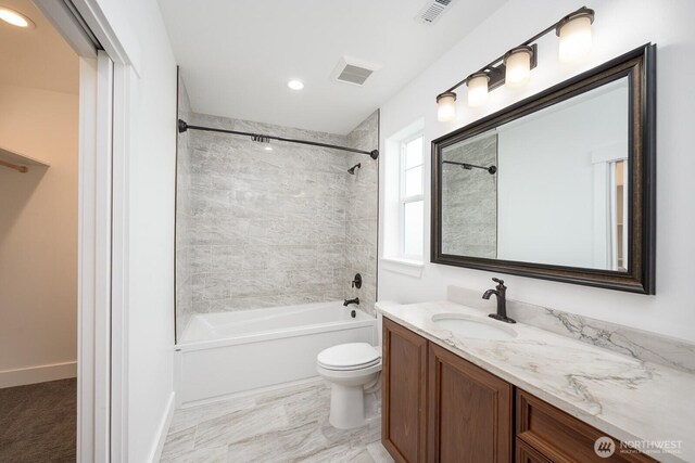 7328 Stonecrest Rd NE, Moses Lake, WA 98837 - full bathroom with shower / bathtub combination, vanity, toilet, and recessed lighting