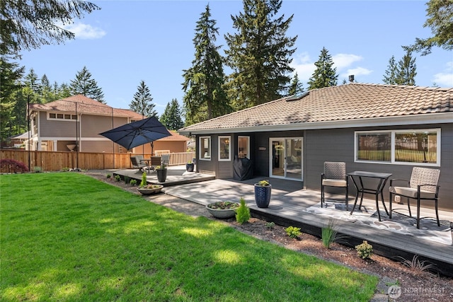 1361 E Old Ranch Rd, Allyn, WA 98524 - back of house featuring a tile roof and a deck