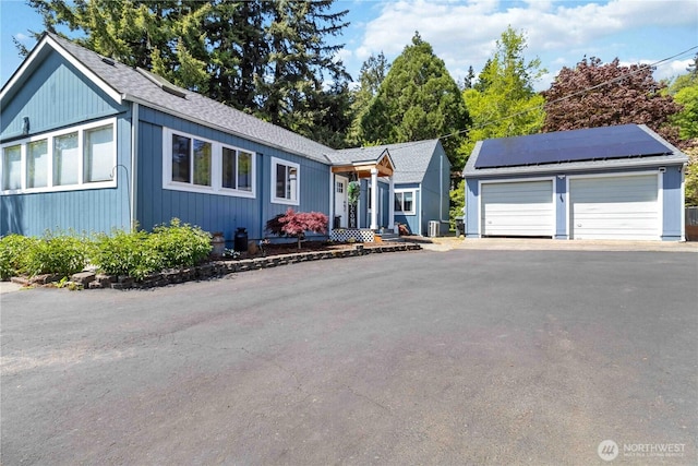 2337 W Castleman St, Longview, WA 98632 - ranch-style house featuring a garage and solar panels