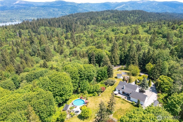 1933 Valleybrook Ln, Bellingham, WA 98229 - drone / aerial view of a heavily wooded area and a mountainous background