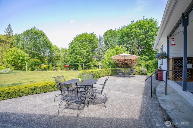 1933 Valleybrook Ln, Bellingham, WA 98229 - view of patio with outdoor dining space and view of scattered trees