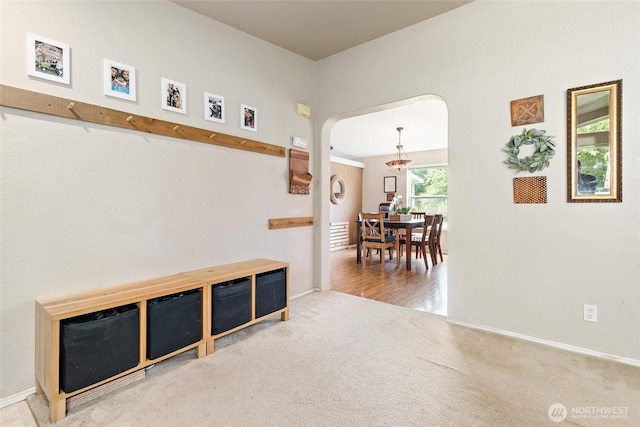 119 Oyler Way, Ethel, WA 98542 - corridor featuring arched walkways, carpet, and baseboards