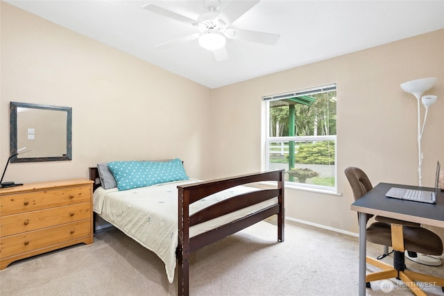 119 Oyler Way, Ethel, WA 98542 - bedroom with light carpet, a desk, baseboards, and ceiling fan