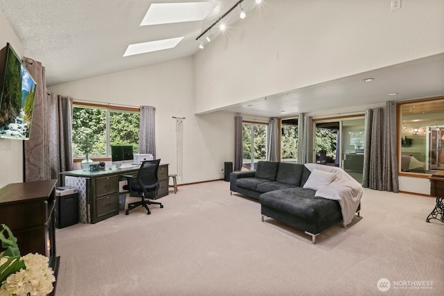 5990 6th Ave SE, Lacey, WA 98503 - office space with a skylight, carpet floors, rail lighting, high vaulted ceiling, and healthy amount of natural light