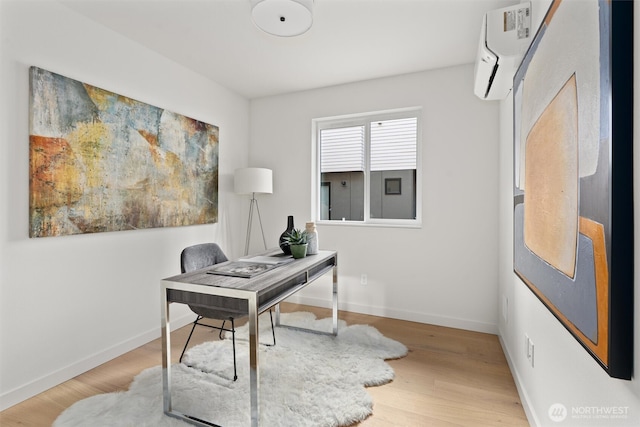 4519A Bagley Ave N, Seattle, WA 98103 - office area featuring an AC wall unit and wood finished floors