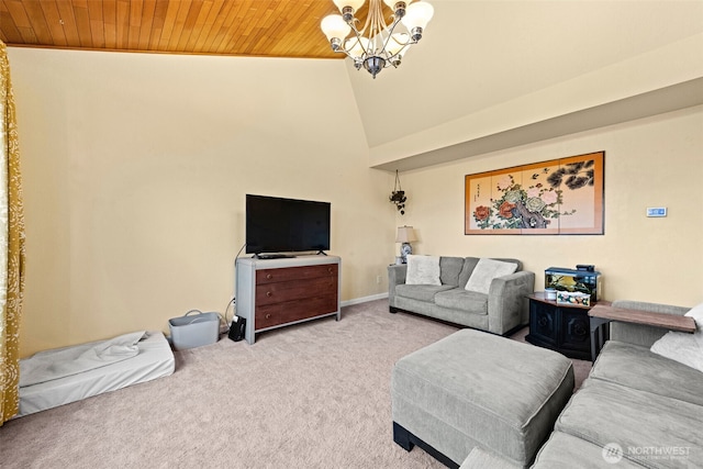 1291 Channel Ave SW, Ocean Shores, WA 98569 - carpeted living area with wooden ceiling and a chandelier