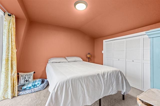 1291 Channel Ave SW, Ocean Shores, WA 98569 - bedroom featuring carpet floors, vaulted ceiling, and a closet