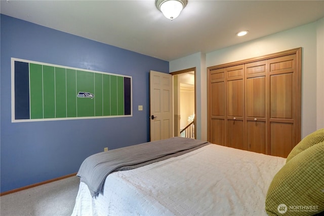 5920 228th Ave NE, Redmond, WA 98053 - carpeted bedroom featuring baseboards, a closet, and recessed lighting